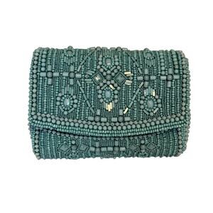 Vtg Antik Kraft Beaded Envelope Clutch Handbag Evening Party Cocktail Wedding